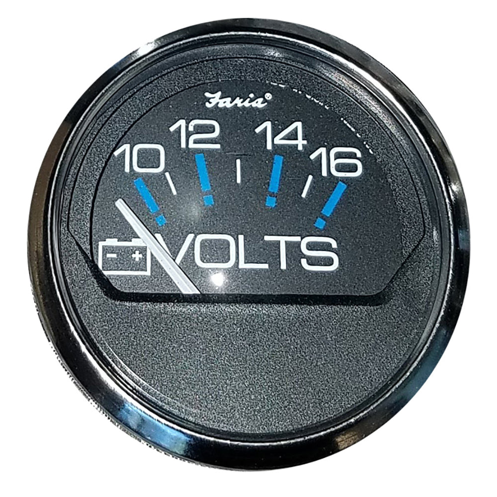 Faria Beede Instruments Faria Chesapeake Black 2" Voltmeter (10-16 VDC) — marine gauges