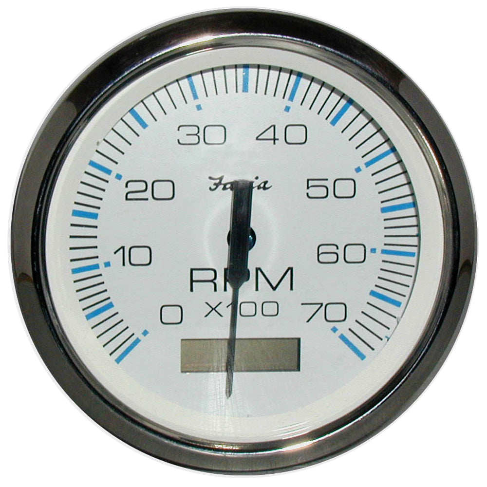 Faria Beede Instruments Faria Chesapeake White SS 4" Tachometer w/Hourmeter - 7000 RPM (Gas) (Outboard) — marine gauges