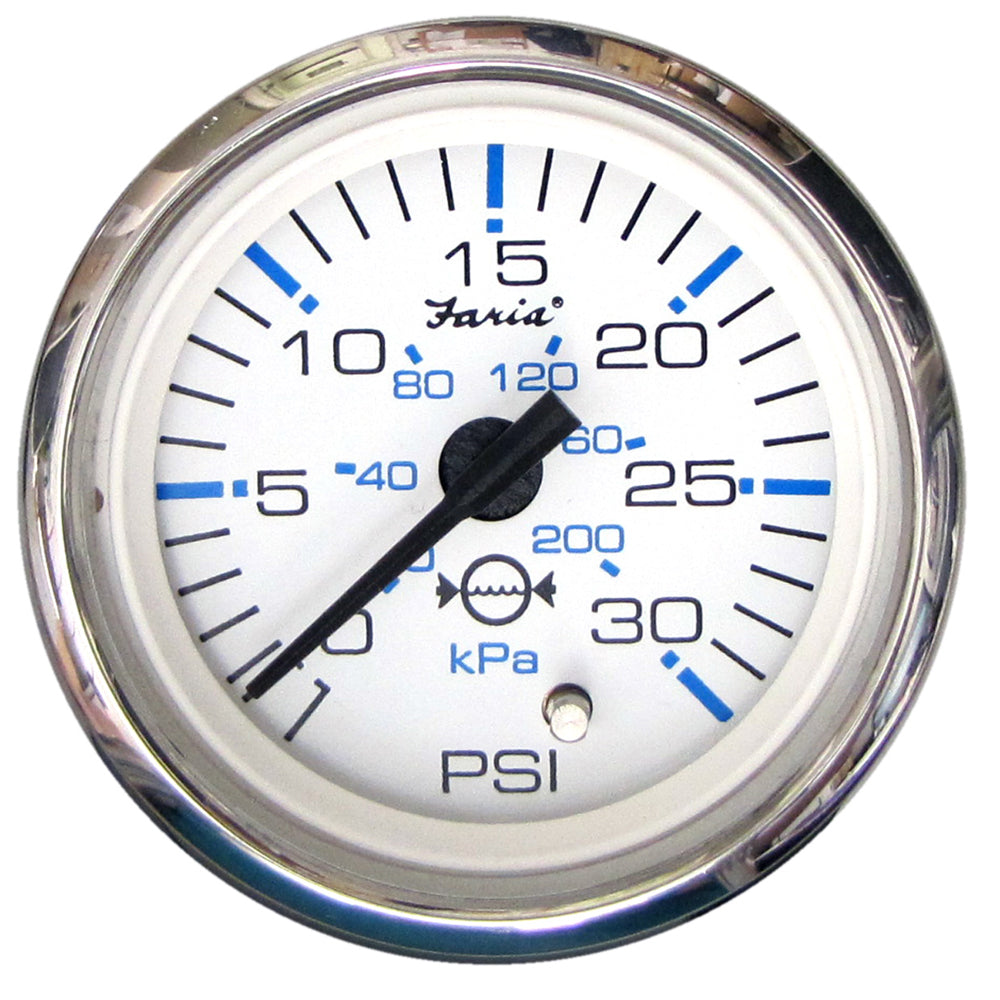 Faria Beede Instruments Faria Chesapeake White SS 2" Water Pressure Gauge (30 PSI) — marine gauges