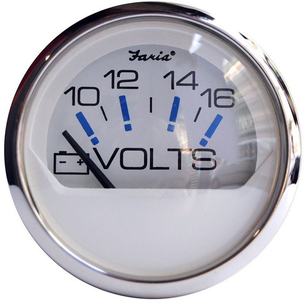 Faria Beede Instruments Faria Chesapeake White SS 2" Voltmeter (10-16 VDC) — marine gauges