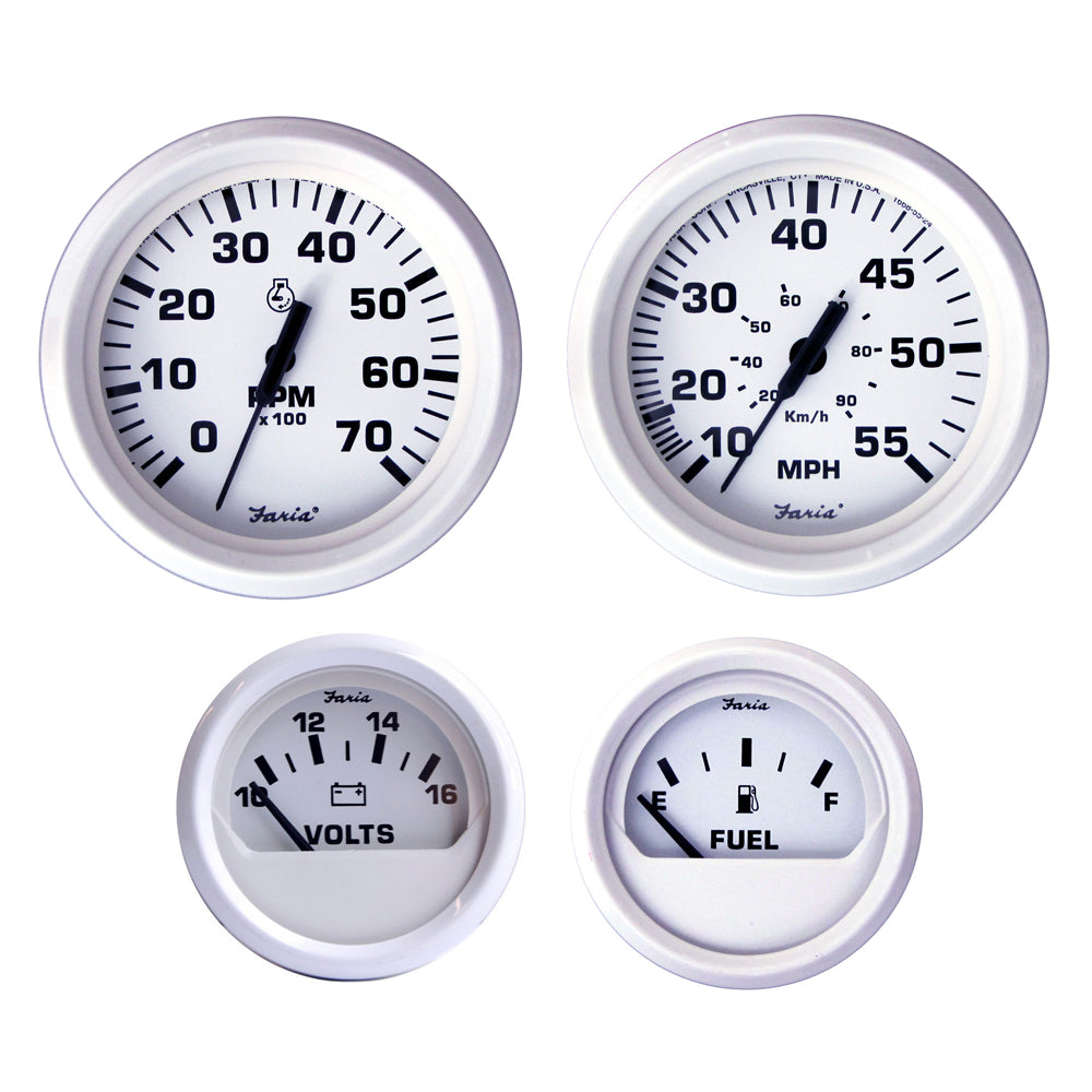 Faria Beede Instruments Faria Dress White Boxed Set - Outboard Motors — marine gauges