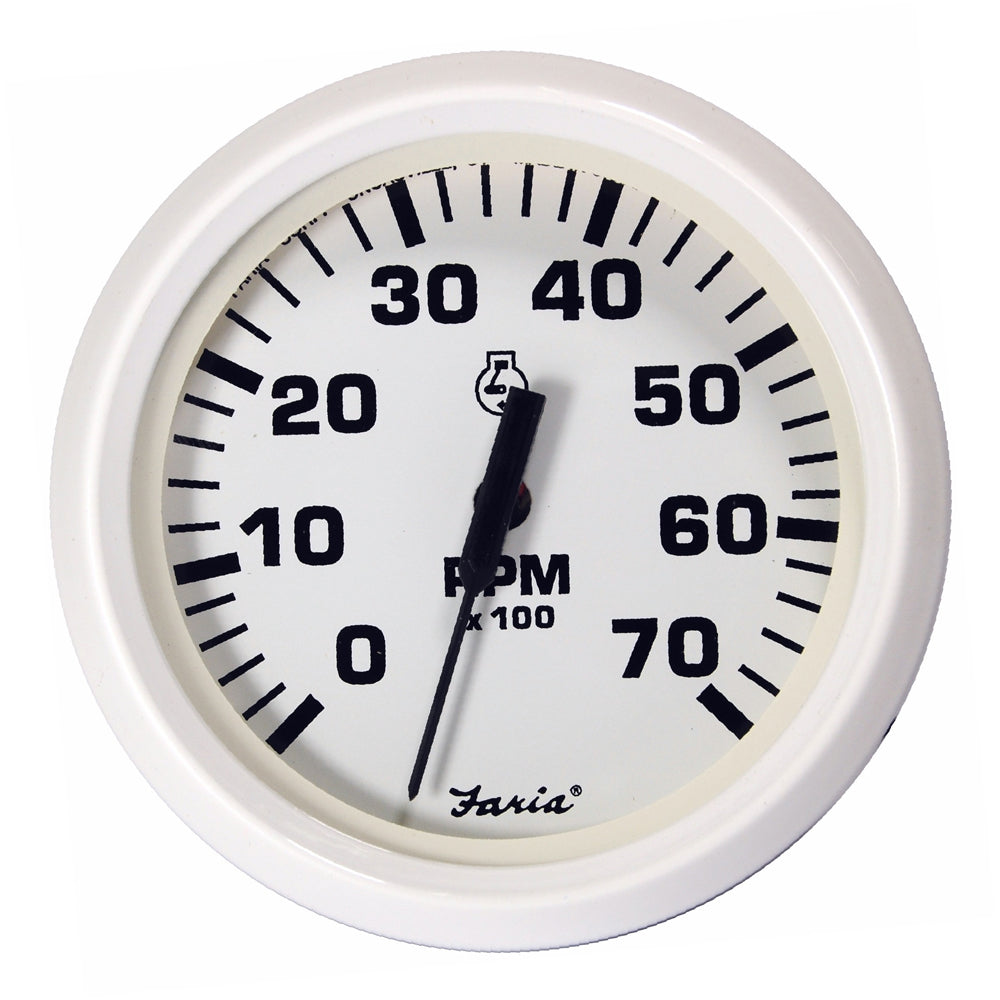 Faria Beede Instruments Faria Dress White 4" Tachometer - 7000 RPM (Gas) (All Outboards) — marine gauges