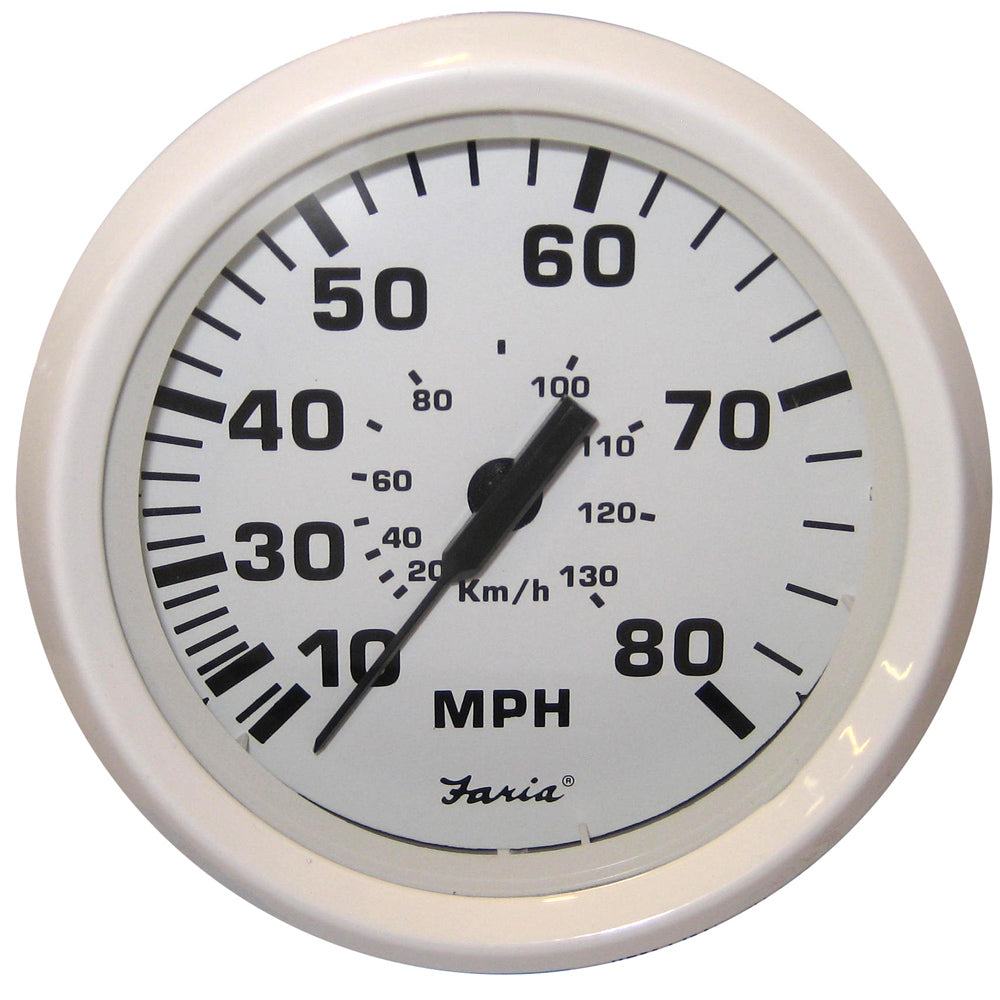 Faria Beede Instruments Faria Dress White 4" Speedometer - 80MPH (Pitot) — marine gauges