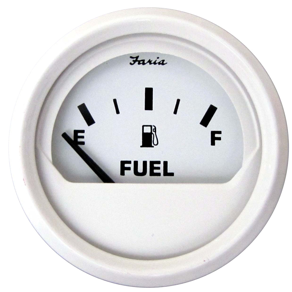 Faria Beede Instruments Faria Dress White 2" Fuel Level Gauge (E-1/2-F) — marine gauges