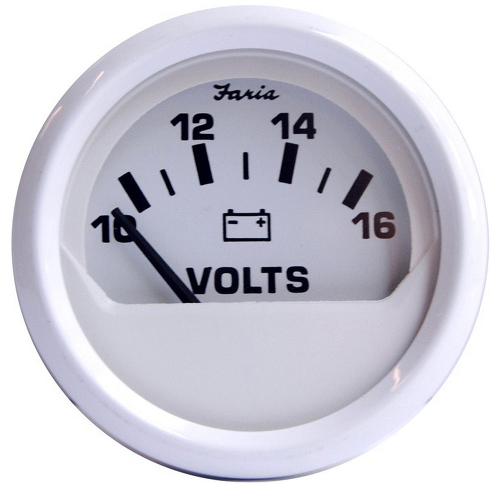 Faria Beede Instruments Faria Dress White 2" Voltmeter (10-16 VDC) — marine gauges