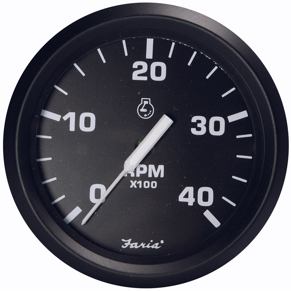 Faria Beede Instruments Faria Euro Black 4" Tachometer - 4000 RPM (Diesel - Magnetic Pick-Up) — marine gauges