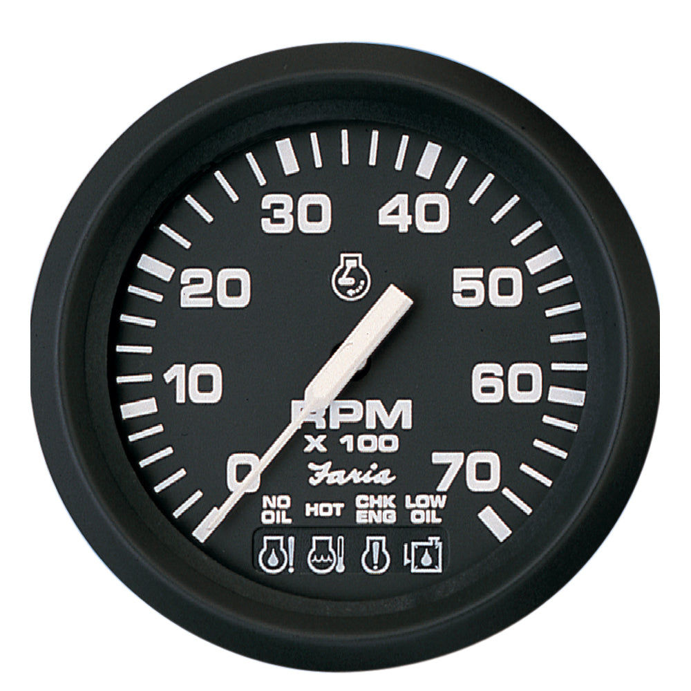 Faria Beede Instruments Faria Euro Black 4" Tachometer w/Systemcheck 7000 RPM (Gas) f/ Johnson / Evinrude Outboard) — marine gauges