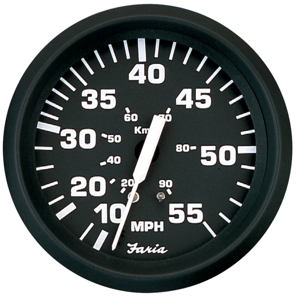 Faria Beede Instruments Faria Euro Black 4" Speedometer - 55MPH (Pitot) — marine gauges