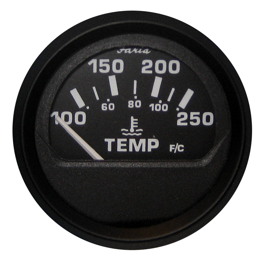 Faria Beede Instruments Faria Euro Black 2" Water Temperature Gauge (100-250°F) — marine gauges