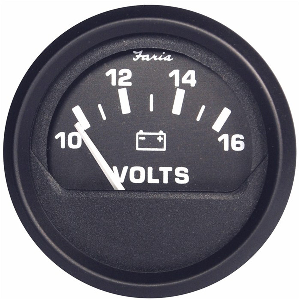 Faria Beede Instruments Faria Euro Black 2" Voltmeter (10-16 V) — marine gauges