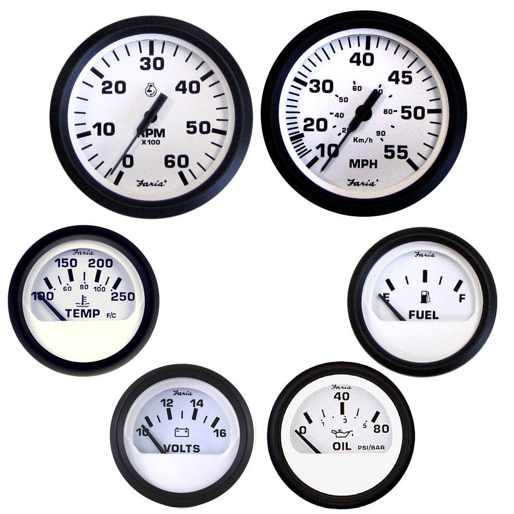 Faria Beede Instruments Faria Euro White Boxed Set - Inboard Motors — marine gauges