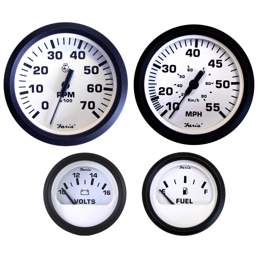 Faria Beede Instruments Faria Euro White Boxed Set - Outboard Motors — marine gauges