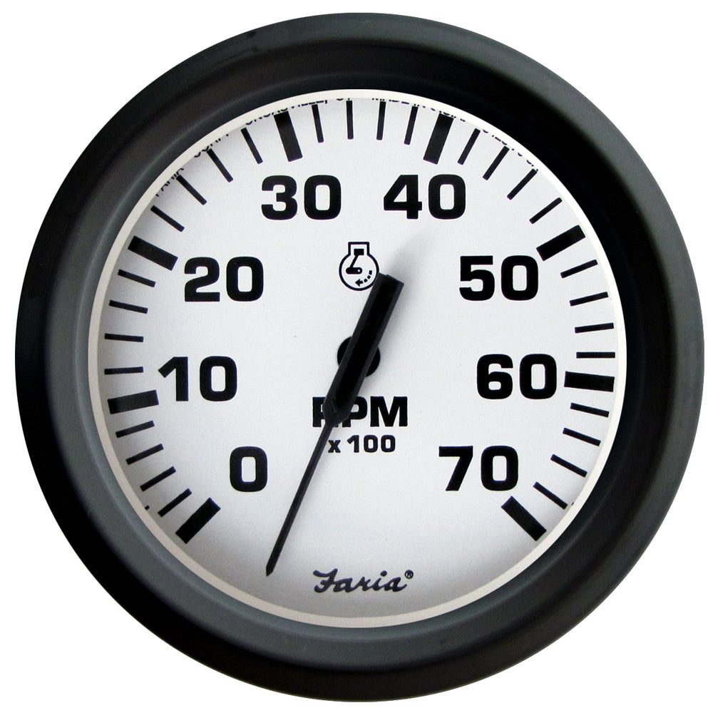 Faria Beede Instruments Faria Euro White 4" Tachometer 7000 RPM (Gas) (Outboards) — marine gauges