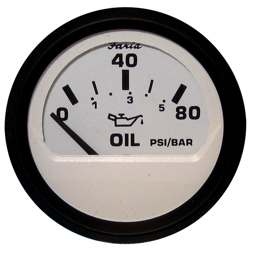Faria Beede Instruments Faria Euro White 2" Oil Pressure Gauge (80 PSI) — marine gauges