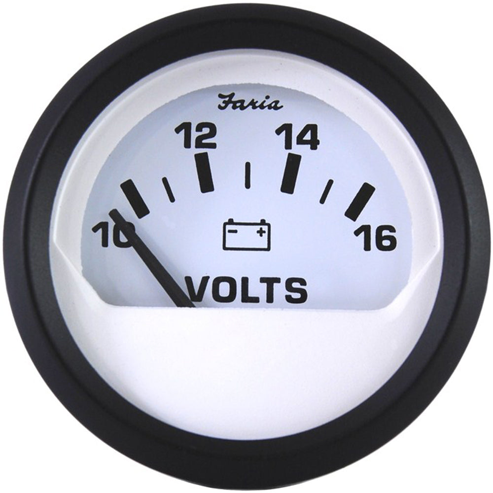 Faria Beede Instruments Faria Euro White 2" Voltmeter (10-16 VDC) — marine gauges