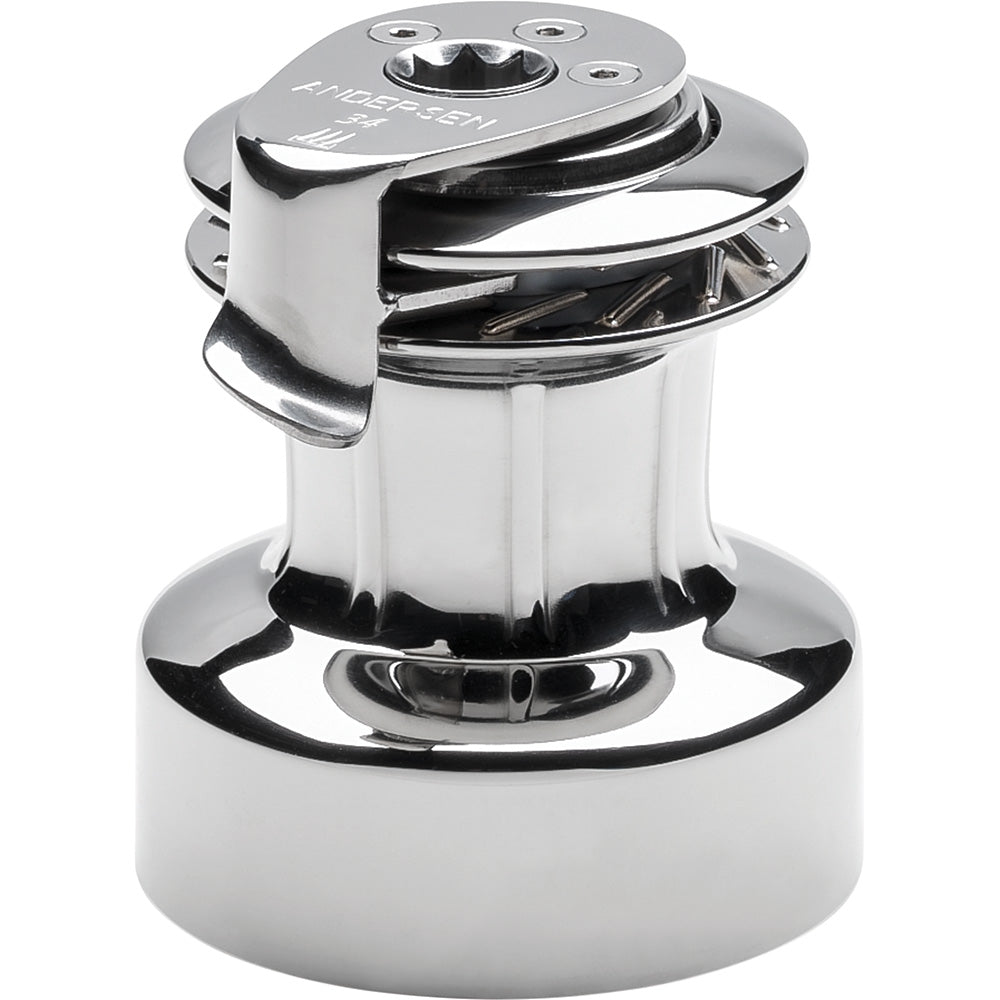 ANDERSEN 34 ST FS - 2-Speed Self-Tailing Manual Winch - Full Stainless Steel — marine winches