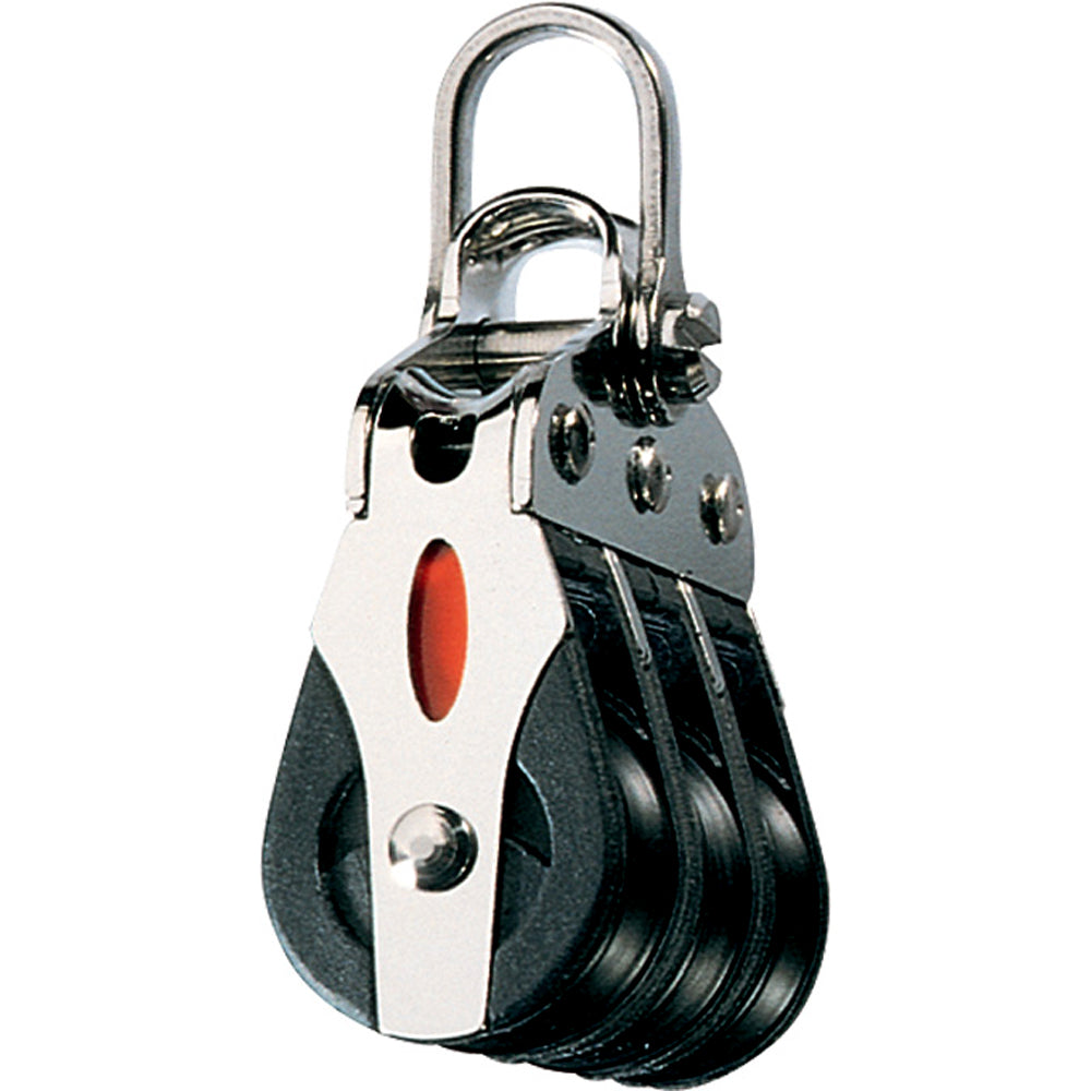 Ronstan Series 20 ball Bearing Block - Triple - 2-Axis Shackle head — marine blocks