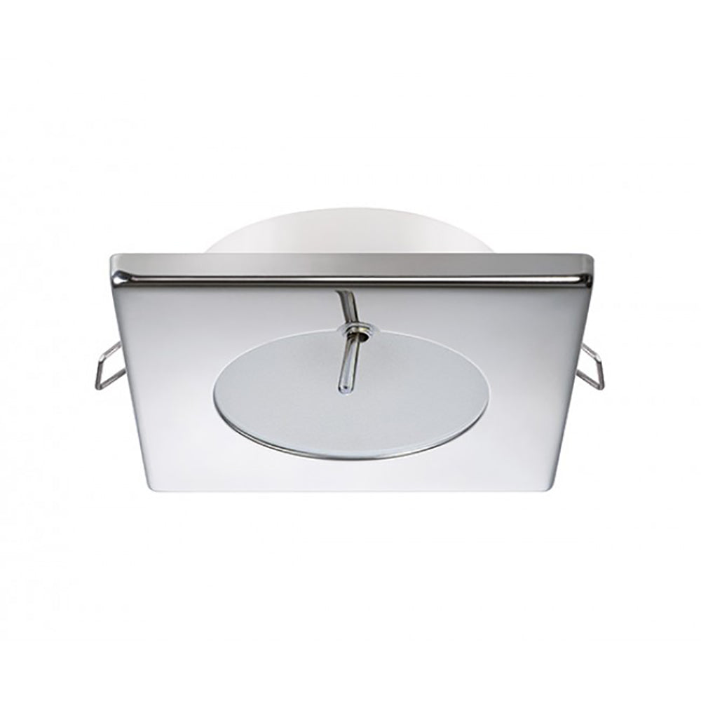 Quick Bryan CS Downlight LED - 2W, IP40, Spring Mounted w/Switch - Square Stainless Bezel, Round Warm White Light — marine dome/down lights