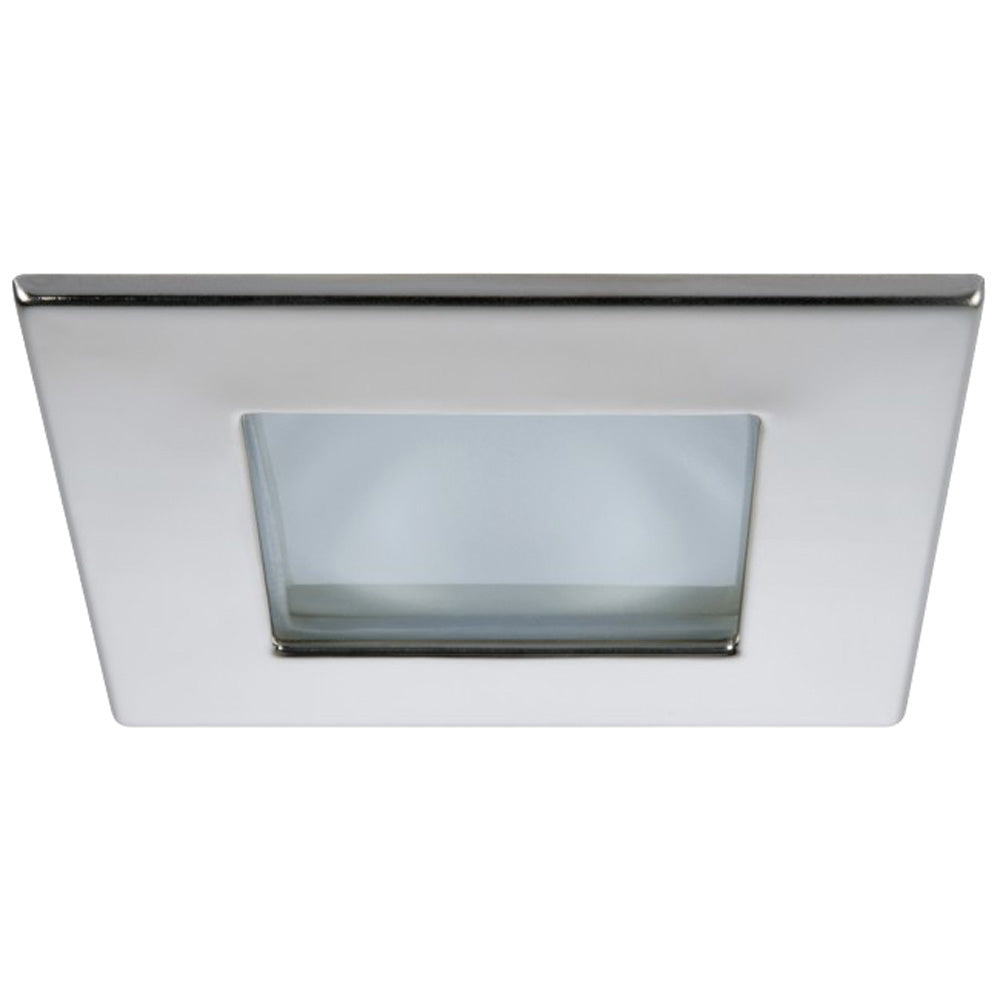 Quick Marina XP Downlight LED - 4W, IP66, Screw Mounted - Square Stainless Bezel, Square Warm White Light — marine dome/down lights