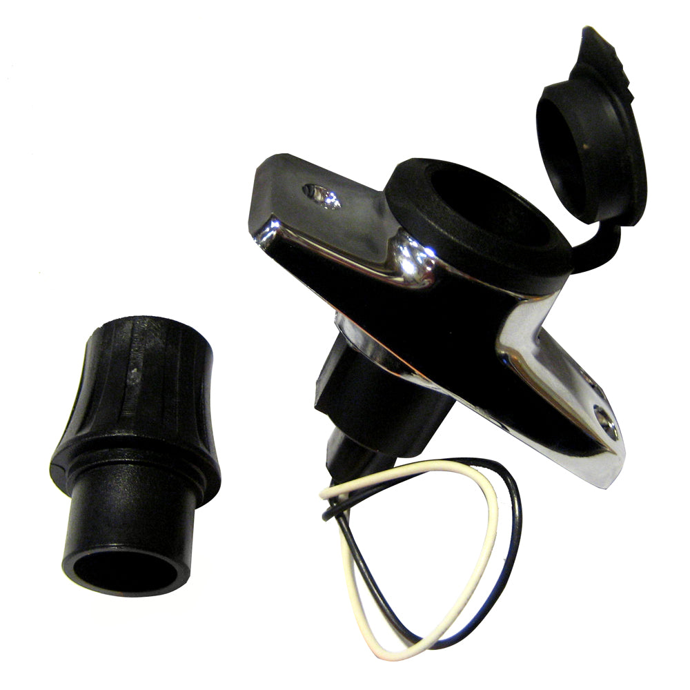 Perko Rectangular Plug-In Base f/Pole Cards - Chrome Plated Zinc/Black — marine accessories