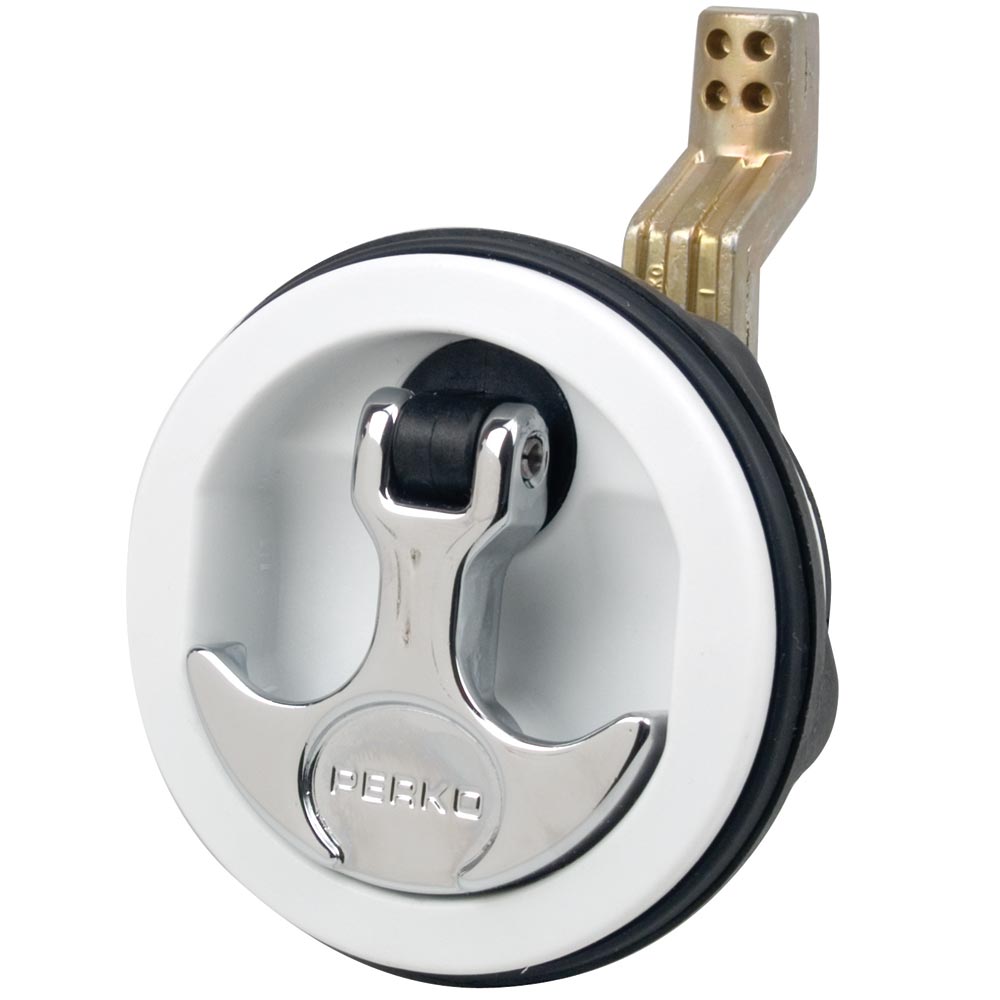 Perko Flush Latch - Surface Mount Offset Cam Bar - 2.5" Hole - White — marine latches
