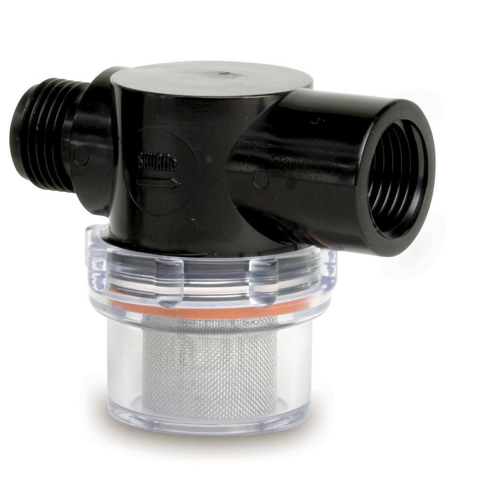 Shurflo by Pentair Twist-On Water Strainer - 1/2" Pipe Inlet - Clear Bowl — marine strainers & baskets