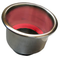 Whitecap Flush Mount Cup Holder w/Red LED Light - Stainless Steel — marine deck / galley
