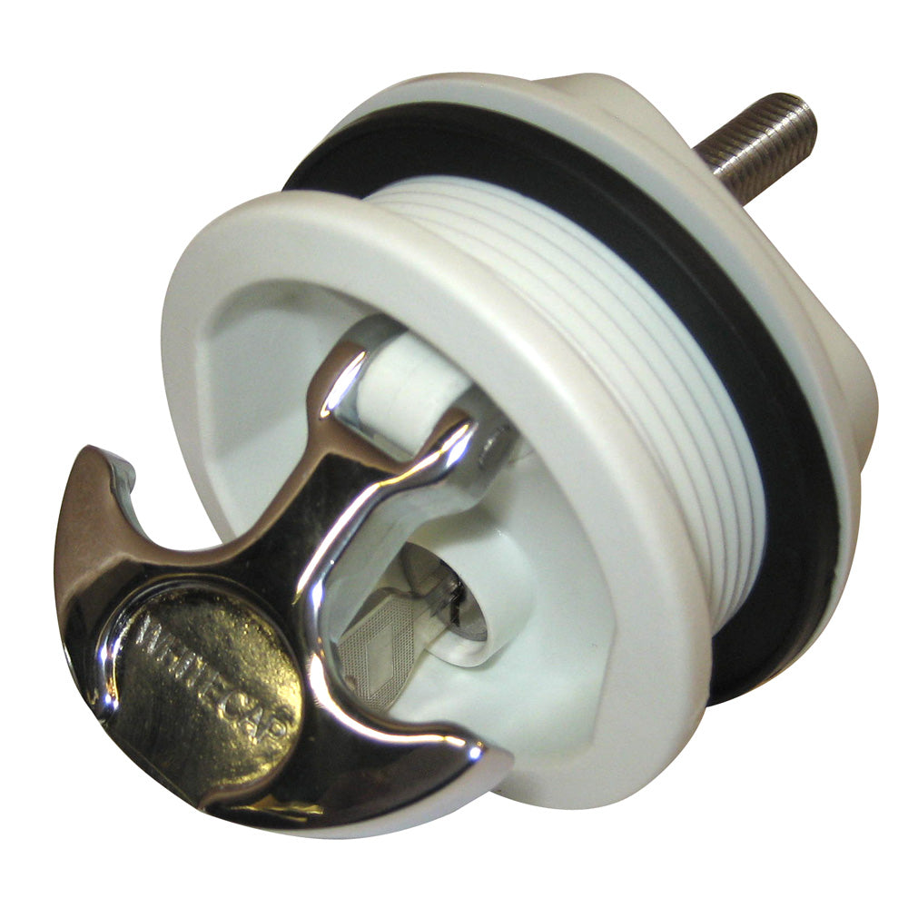Whitecap T-Handle Latch - Chrome Plated Zamac/White Nylon - Locking - Freshwater Use Only — marine latches