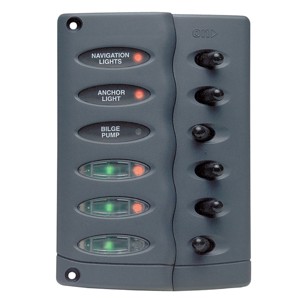 BEP Marine BEP Contour Switch Panel - Waterproof 6 Way w/PTC Fusing — marine electrical panels