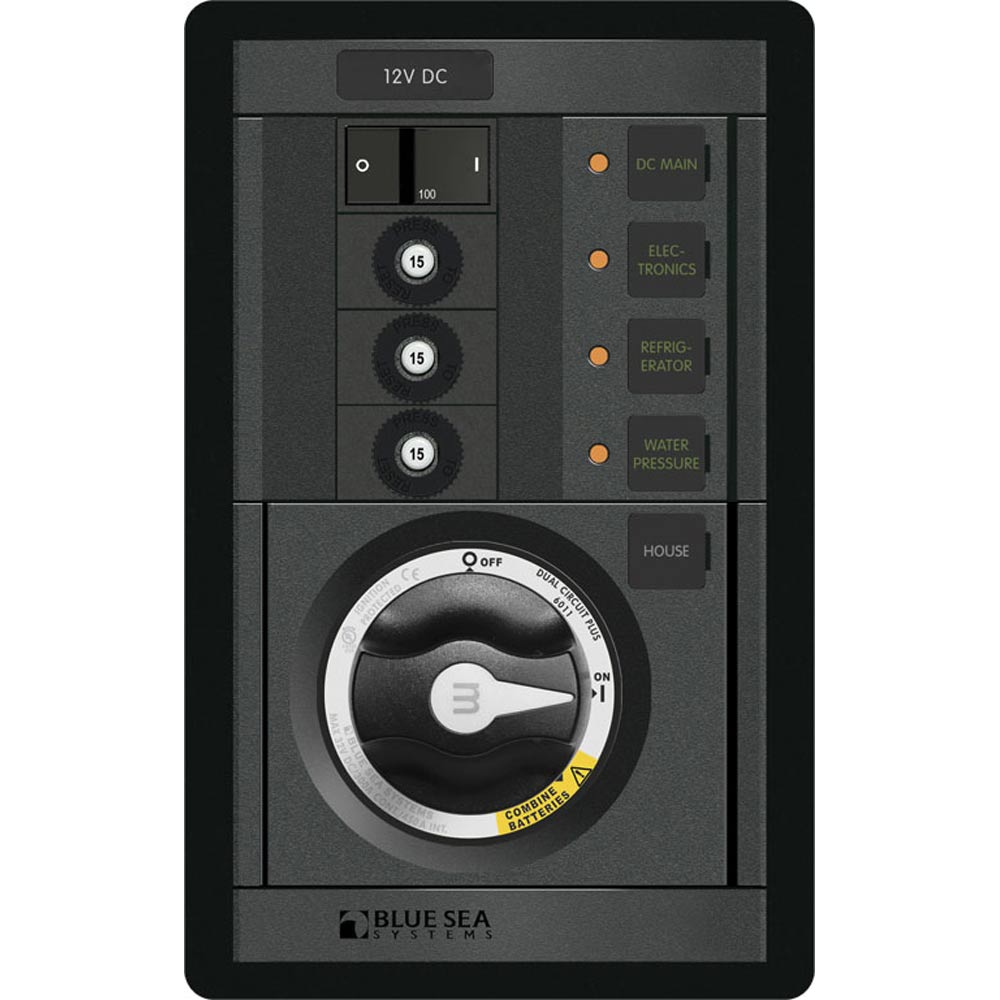 Blue Sea Systems Blue Sea 1408 M-Series Dual Circuit Plus™, Main + 3 Positions CLB Vertical — marine battery management