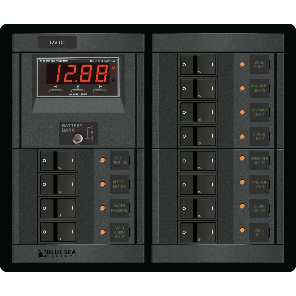 Blue Sea Systems Blue Sea 1217 12V DC 12 Position w/Digital Meter — marine electrical panels