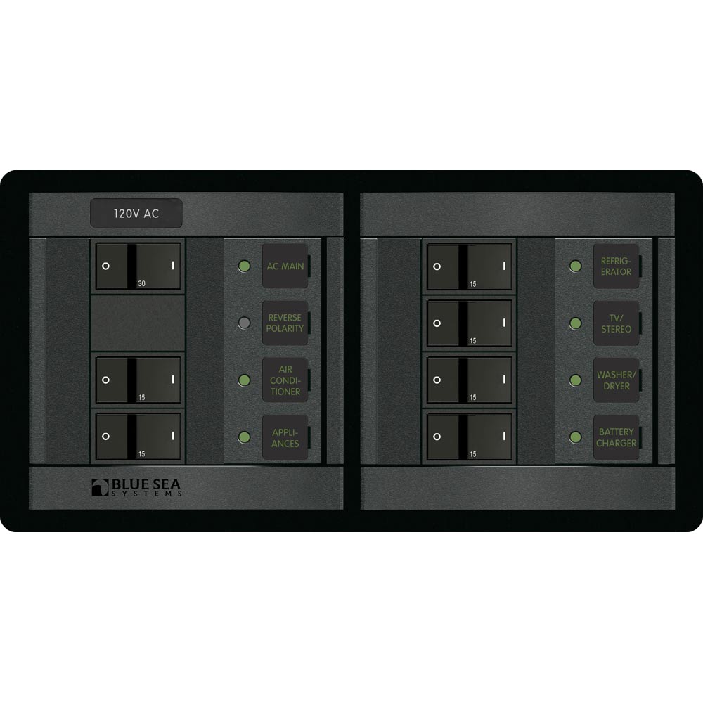 Blue Sea Systems Blue Sea 1230 120V AC Main + 6 Positions - Horizontal — marine electrical panels