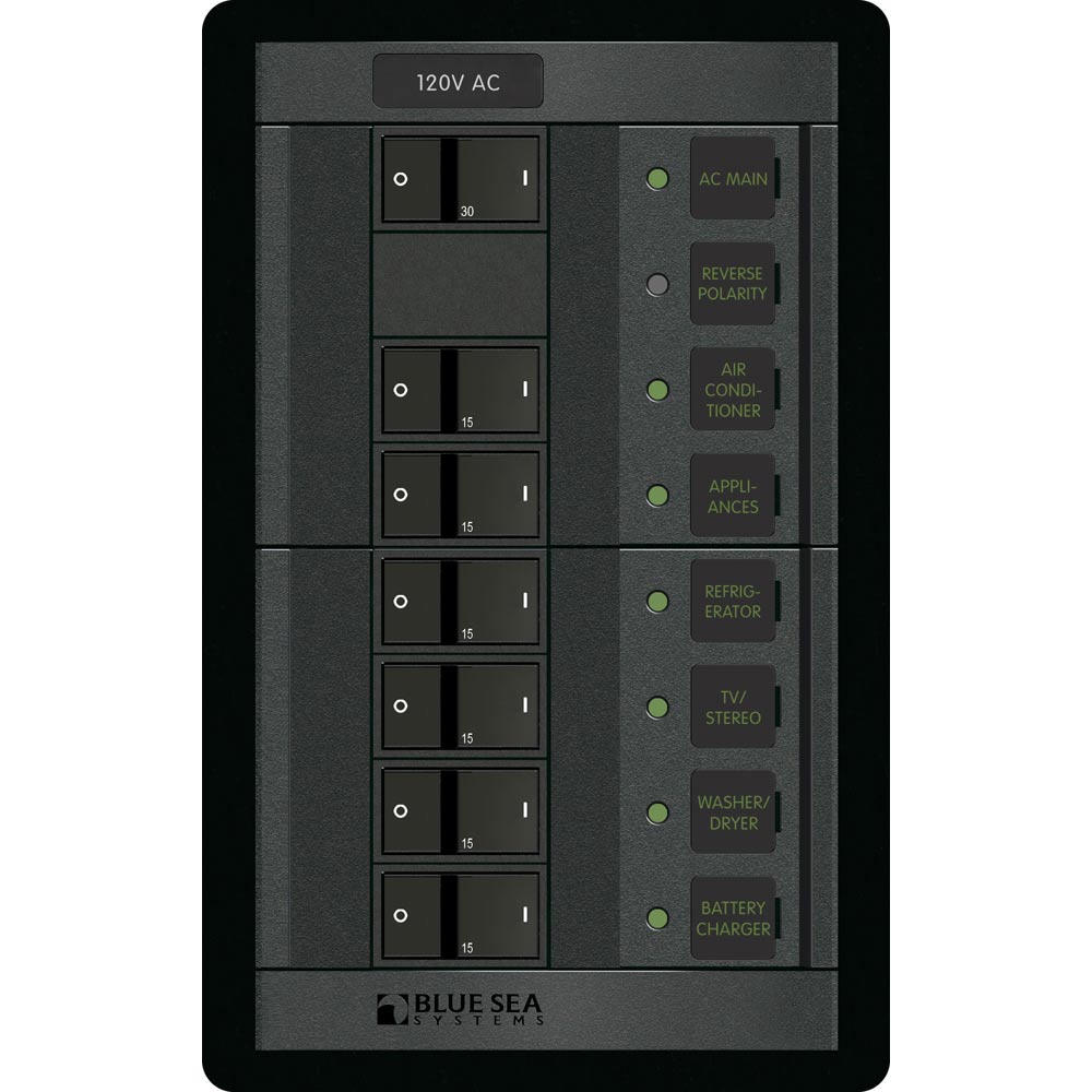 Blue Sea Systems Blue Sea 1202 120V AC Main + 6 Positions - Vertical — marine electrical panels