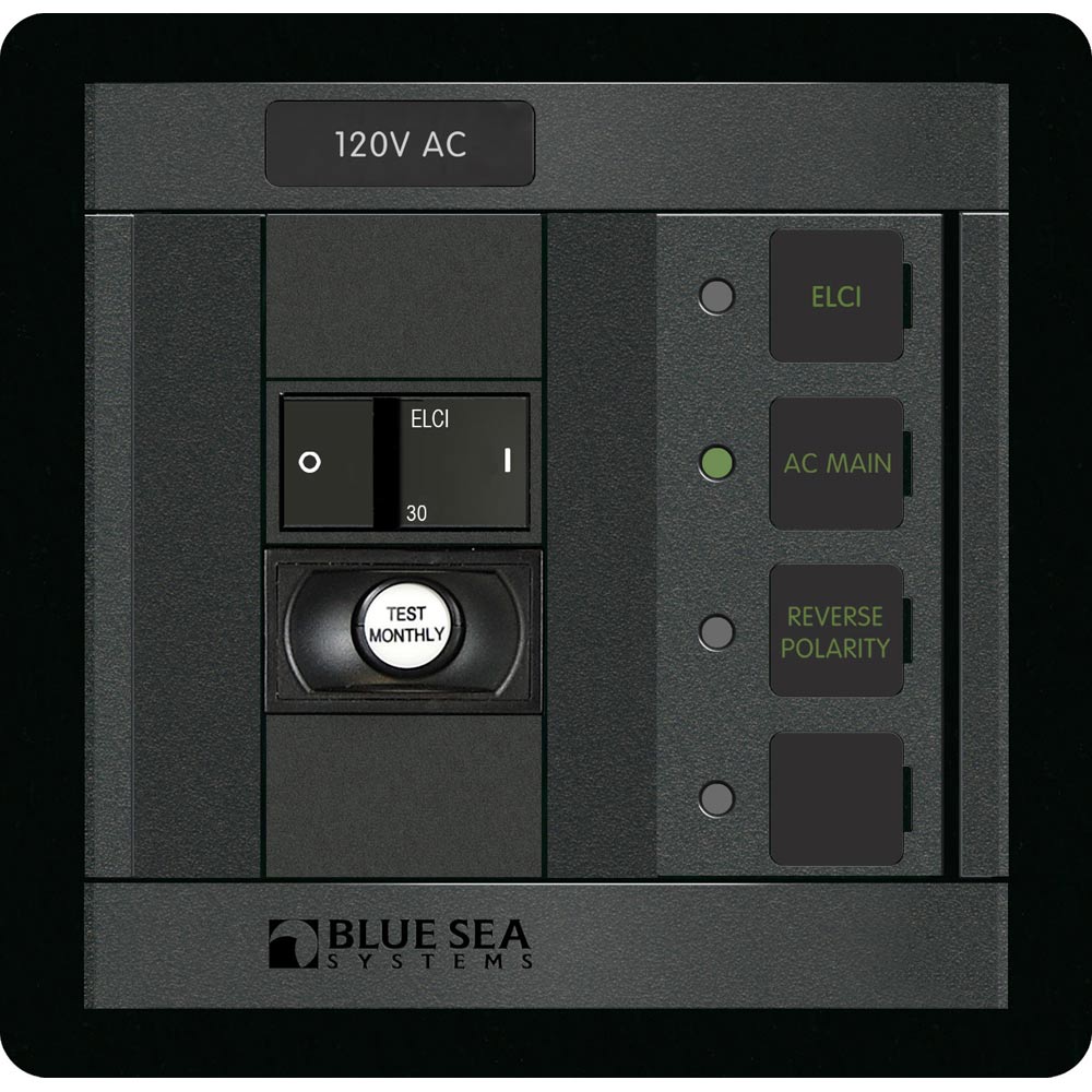 Blue Sea Systems Blue Sea 1502 ELCI Main 30A Double Pole Panel — marine electrical panels