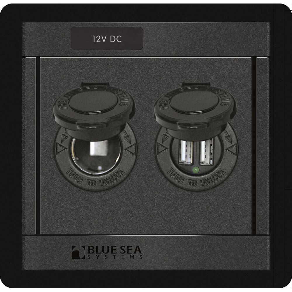 Blue Sea Systems Blue Sea 1478 360 Panel - 12V DC Socket & Dual USB Charger — marine electrical panels