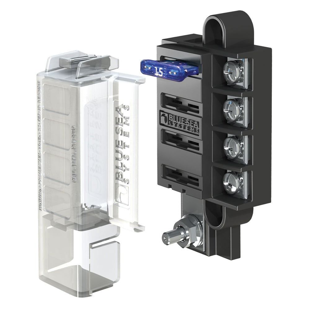 Blue Sea Systems Blue Sea 5045 ST Blade Compact Fuse Blocks - 4 Circuits w/Cover — marine fuse blocks & fuses