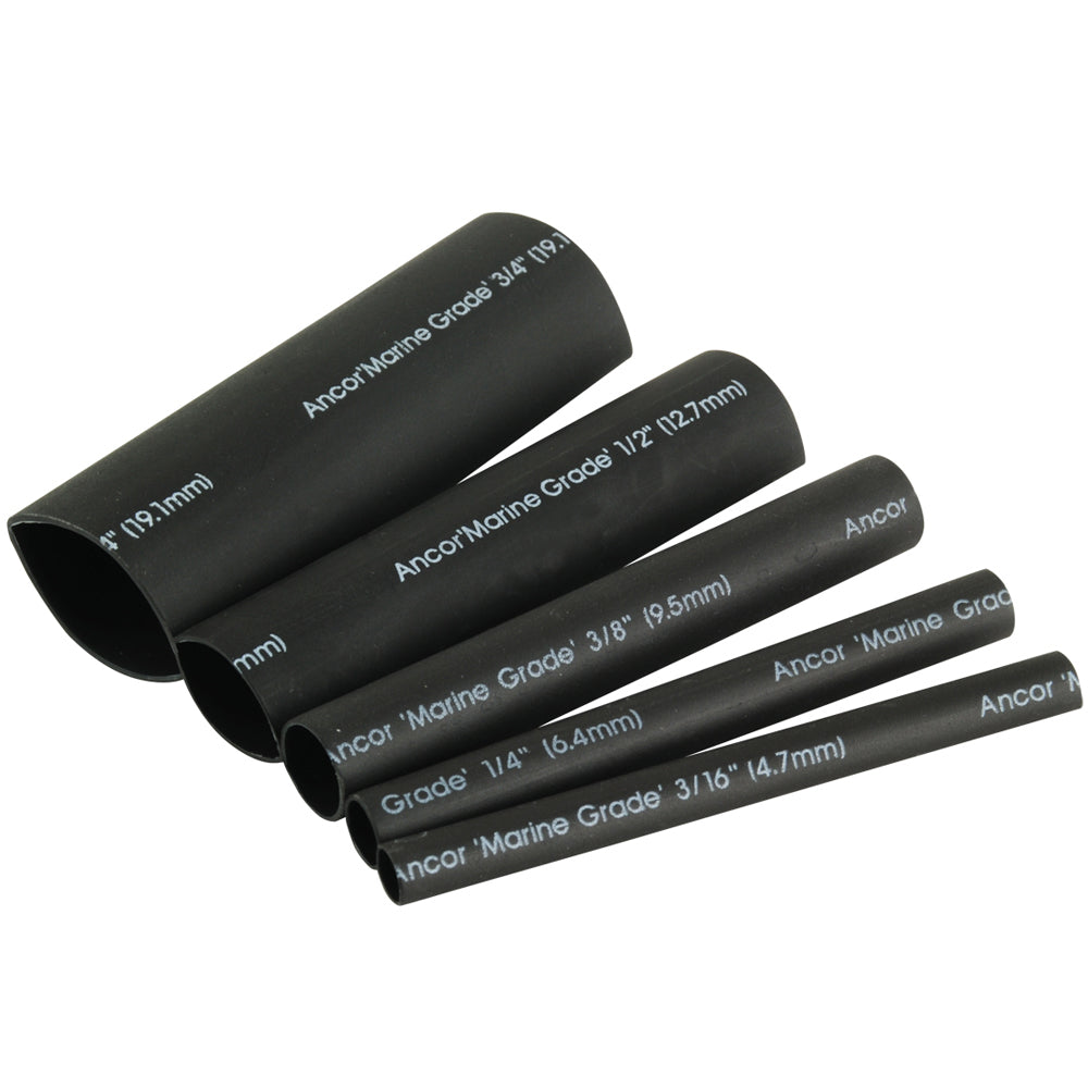 Ancor Adhesive Lined Heat Shrink Tubing Kit - 8-Pack, 3", 20 to 2/0 AWG, Black — marine wire management
