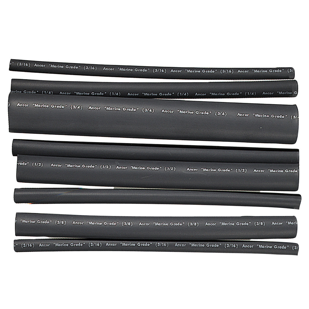 Ancor Adhesive Lined Heat Shrink Tubing - Assorted 8-Pack, 6", 20-2/0 AWG, Black — marine wire management