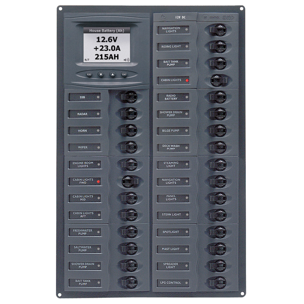 BEP Marine BEP Millennium Series DC Circuit Breaker Panel w/Digital Meters, 28SP DC12V — marine electrical panels