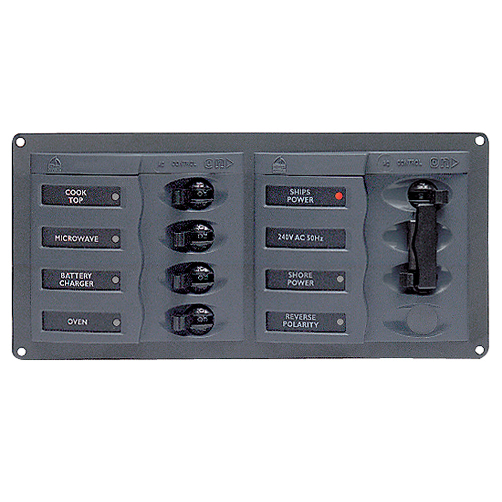 BEP Marine BEP AC Circuit Breaker Panel w/o Meters, 4 Way Panel 2 Mains - 110V — marine electrical panels