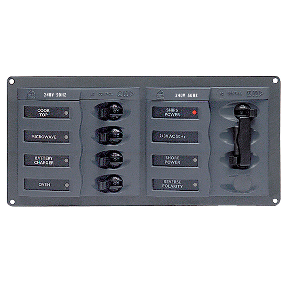 BEP Marine BEP AC Circuit Breaker Panel w/o Meters, 4 Way Panel 2 Mains - 240V — marine electrical panels