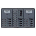 BEP Marine BEP AC Circuit Breaker Panel w/Analog Meters, 12SP 2DP AC230V Stainless Steel Horizonal — marine electrical panels