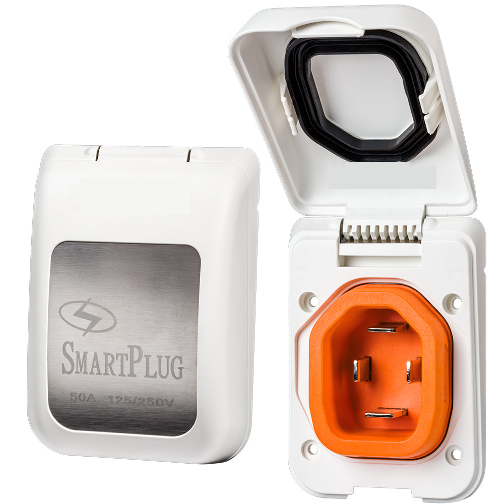 SmartPlug 50 AMP Male Non-Metallic Inlet Cover - White — marine shore power
