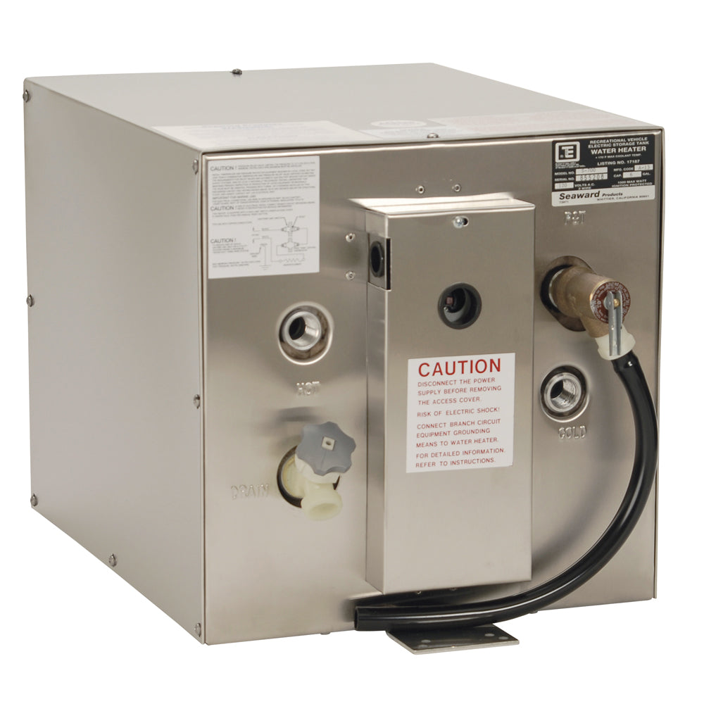Whale Marine Whale Seaward 6 Gallon Hot Water Heater w/Rear Heat Exchanger - Stainless Steel - 120V - 1500W — marine hot water heaters