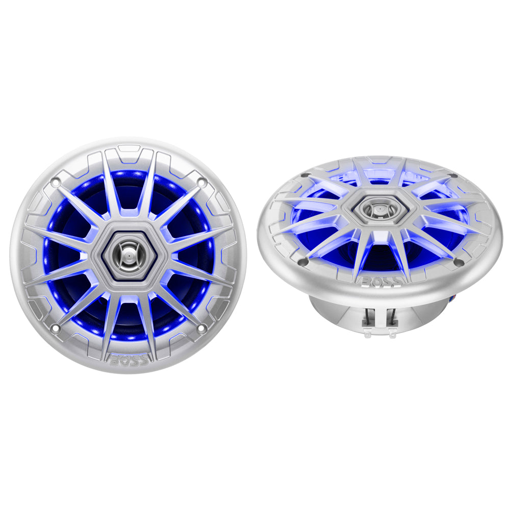 Boss Audio 6.5" MRGB65S Speakers w/RGB Lighting - Silver - 200W — marine speakers