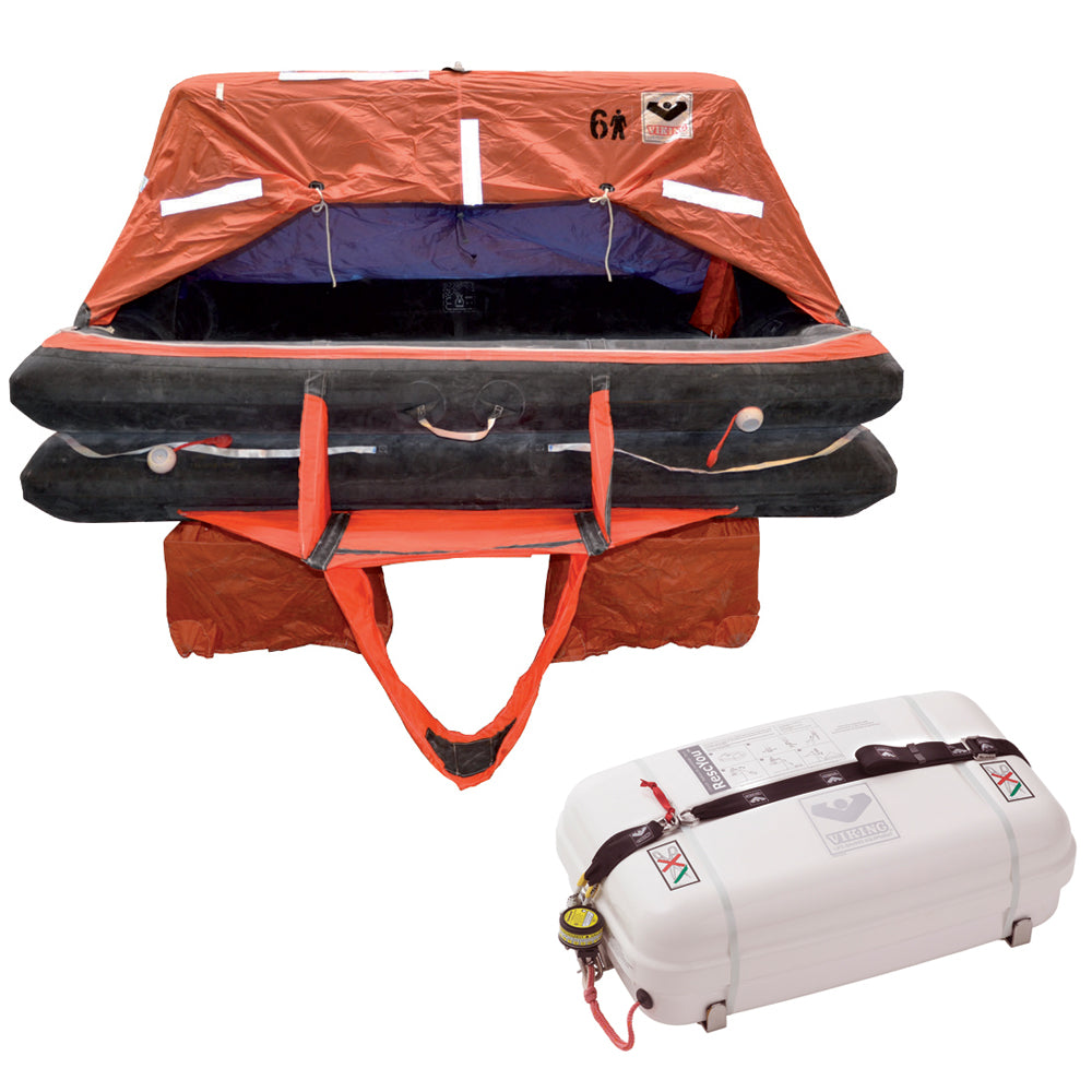 VIKING Coastal Life Raft 4 Person Low Profile Container — marine life rafts
