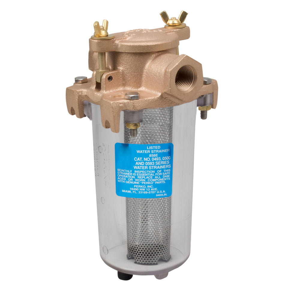 Perko Lightweight Intake Water Strainer - Clear Body - 1/2" Pipe Size — marine strainers & baskets