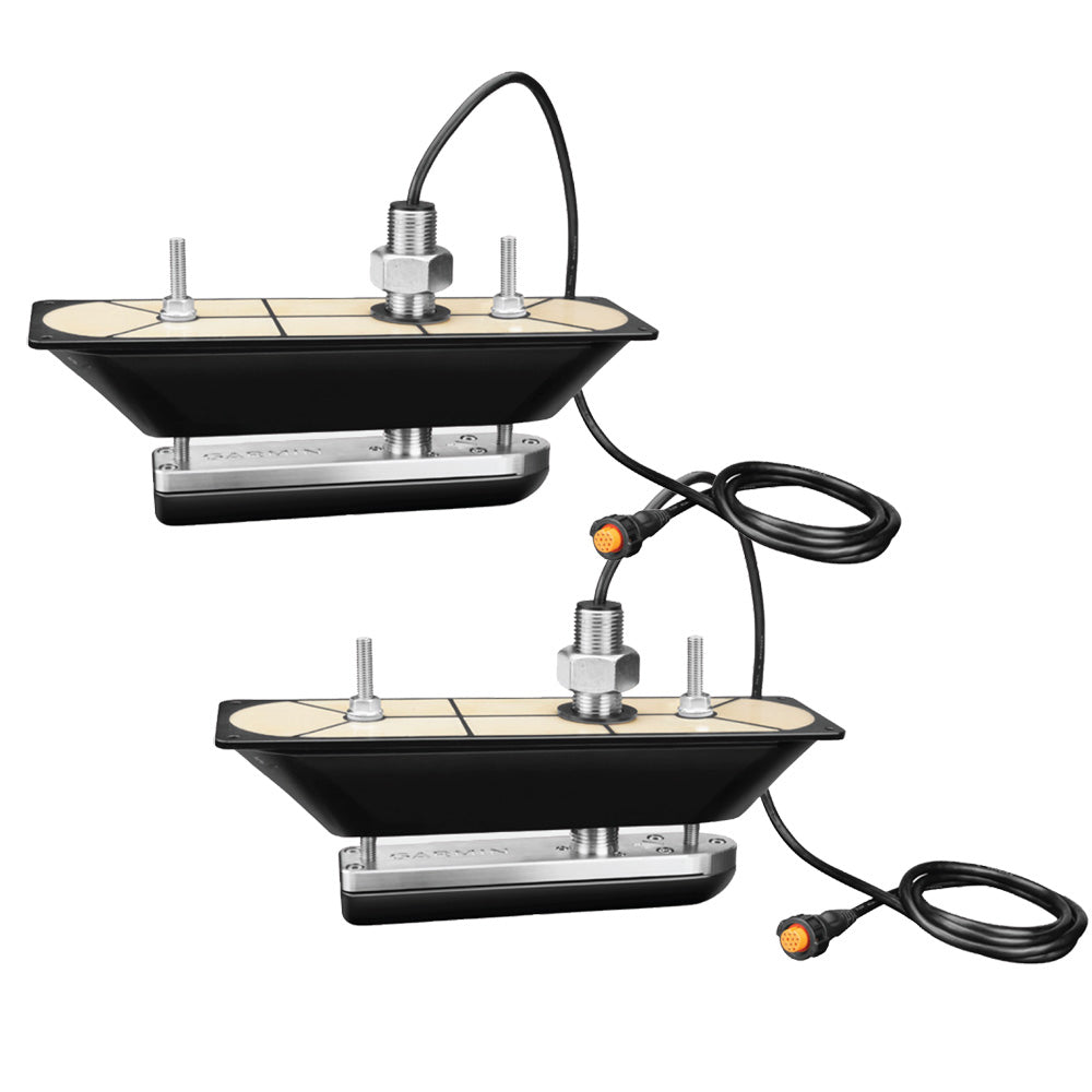 Garmin GT30-THP SS Thru-Hull Pair DownVü/SideVü Scanning Transducer w/Temp f/Hull Deadrises 5°-25° — marine transducers
