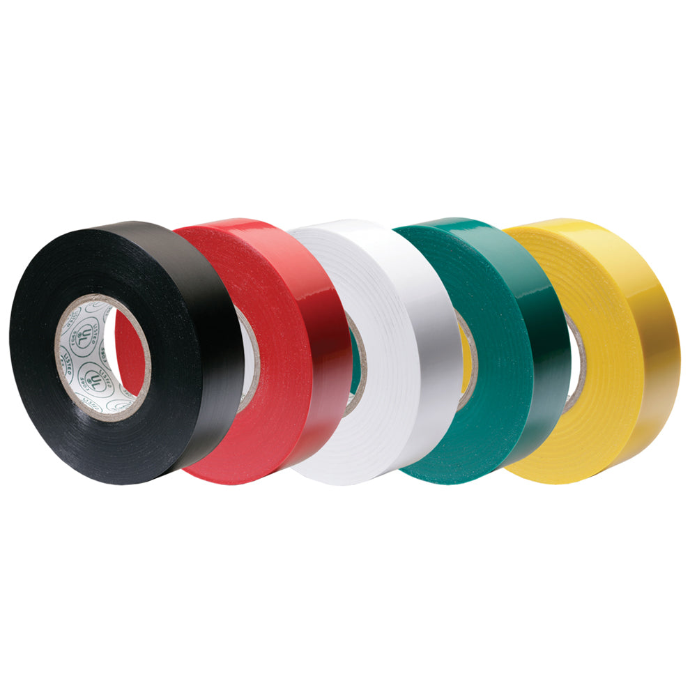 Ancor Premium Assorted Electrical Tape - 1/2" x 20' - Black / Red / White / Green / Yellow — marine wire management