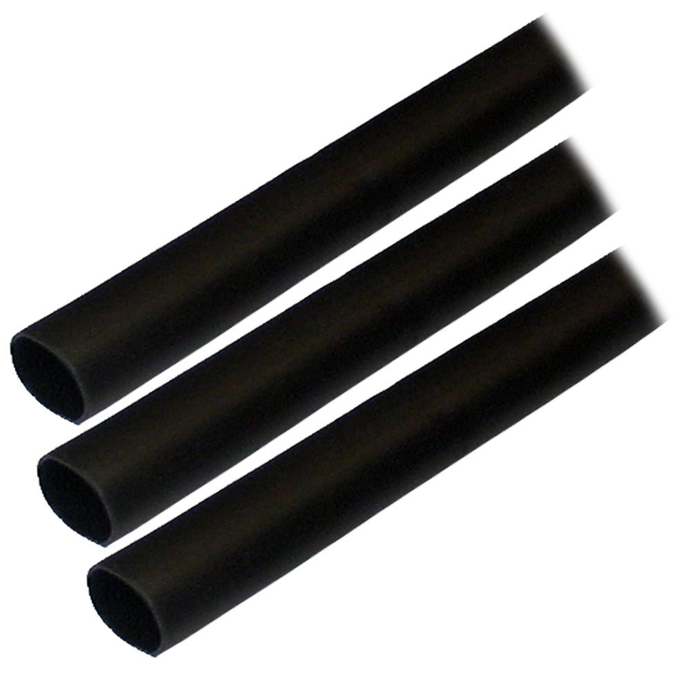 Ancor Adhesive Lined Heat Shrink Tubing (ALT) - 1/2" x 3" - 3-Pack - Black — marine wire management